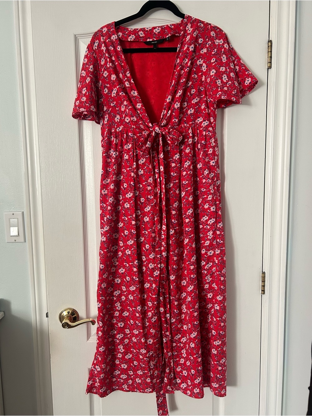 Vero Moda Red Floral Tie-Front Maxi Dress